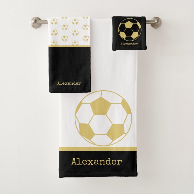 Nom du monogramme Football Football Or Noir et Bla (En situation)