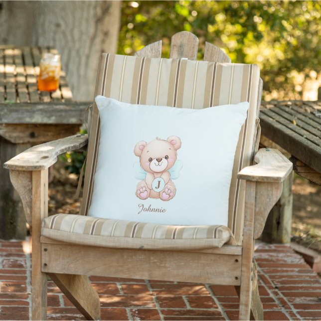 Nom du monogramme mignon Ours Bébé Coussin extérie (Chaise)