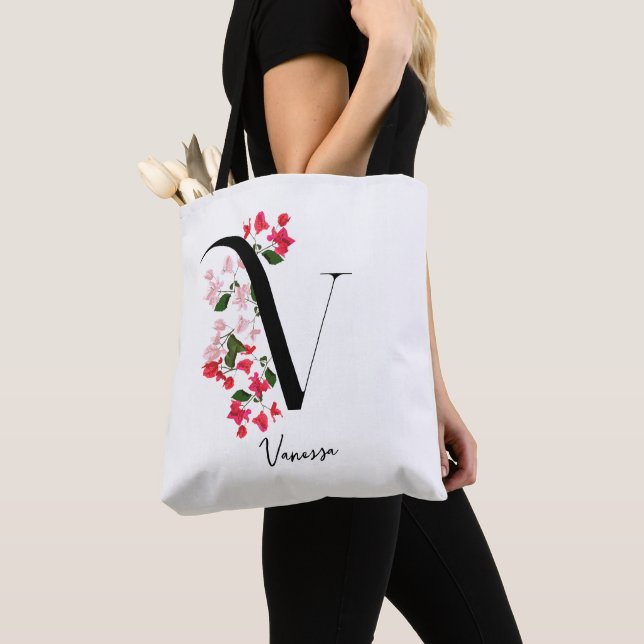 Nom du monogramme personnalisé Sac fourre-tout - L (De près)