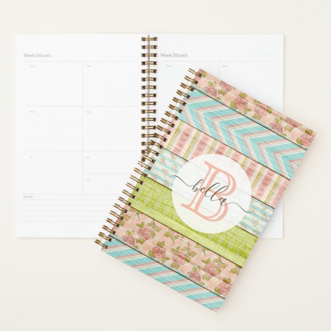 Nom du monogramme Roses de Shabby sur le chalet ru (Devant avec enveloppe)