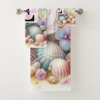 Nom du monogramme sur l'aquarelle Fleurs coquillag