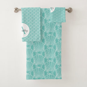 Nom du monogramme White Sea Shell Motif Beach Hous