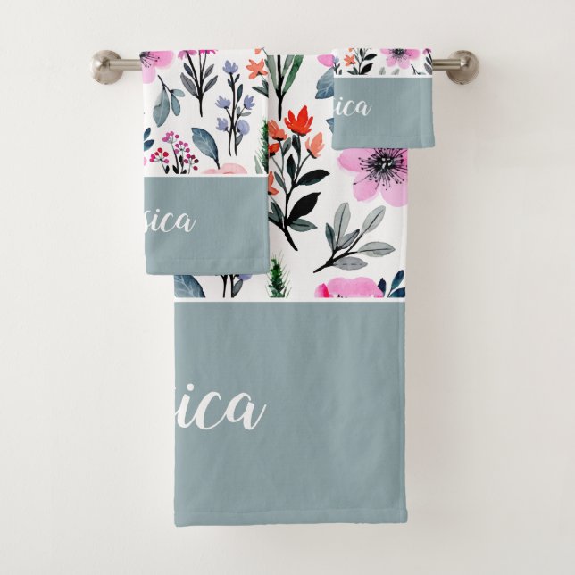 Nom du Motif rose floral vert Sage (En situation)