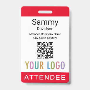 Nom du participant rouge Badge Événement Invité QR