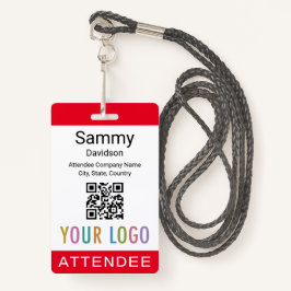Nom du participant rouge Badge Événement Invité QR