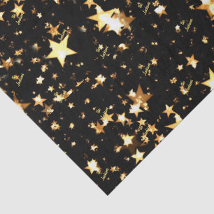 Nom du script Papier de soie Étoiles noires et dor