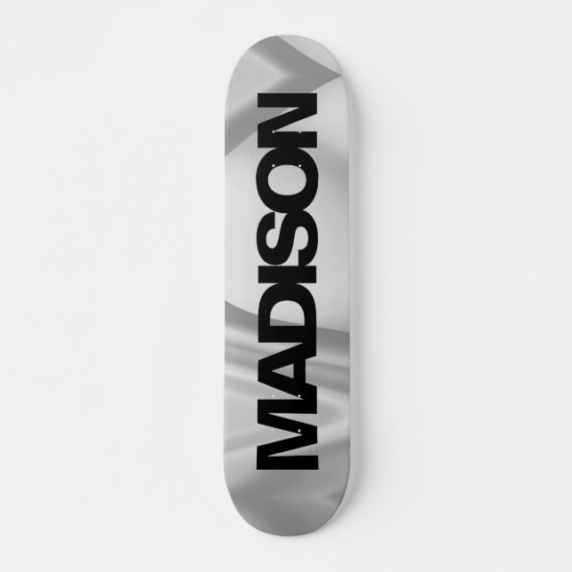 Nom du skateboard personnalisé Cool noir gris (Devant)