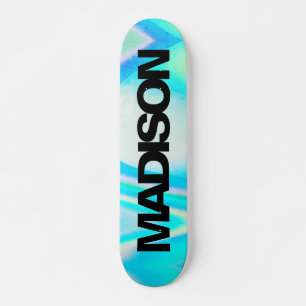 Nom du skateboard personnalisé Turquoise Blue Wave