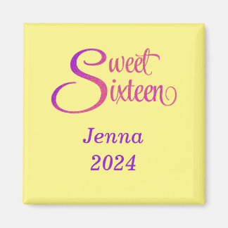 Nom du Sweet sixteen personnalisé et Magnet de l'a