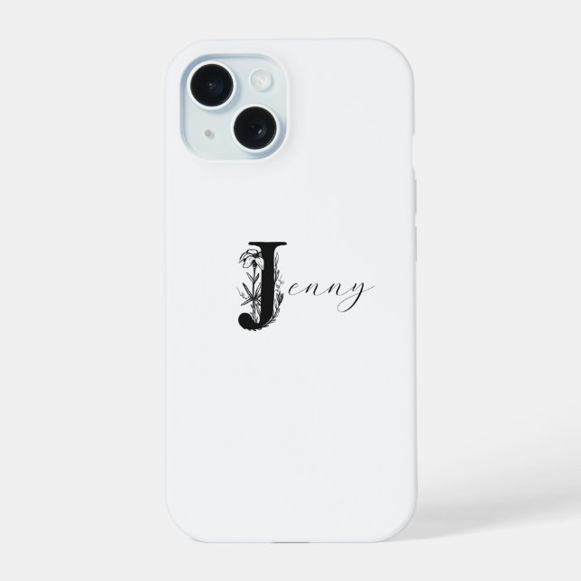 NOM ÉLÉGANT DE MONOGRAMME BLANC AVEC J FLORAL INIT (Verso)