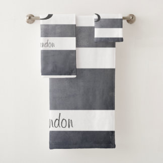 Nom élégant monogramme rayé Gris