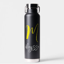 Nom et bouteille d'eau Monogram | Noir customisé