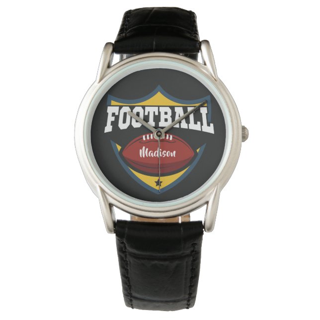 Nom et couleur personnalisés Football Logo montres (devant)