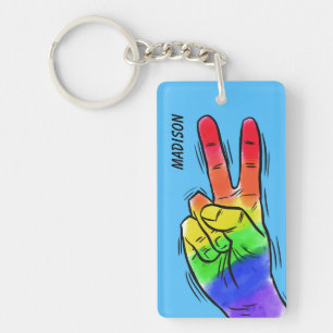Nom et couleur personnalisés Rainbow Peace porte -