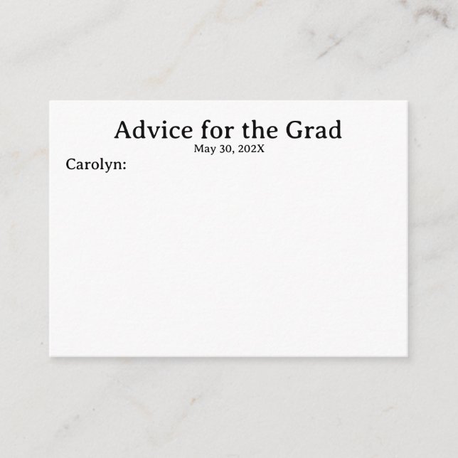 Nom et date Cartes de conseils pour l'obtention d' (Devant)