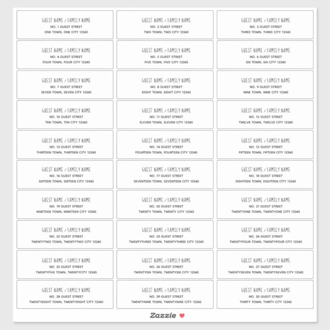 Nom et Étiquettes de adresse des cartes Faire-part (Feuille)