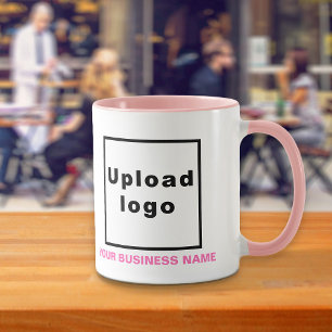 Nom et logo de l'entreprise sur la Mug Combo Rose