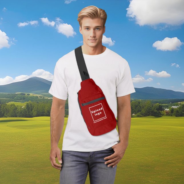 Nom et logo de l'entreprise sur le sac à bille rou (Business name and logo on red sling bag)