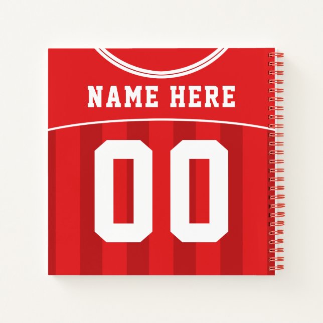 Nom et numéro Football Football Red Jersey Carnet (Dos)