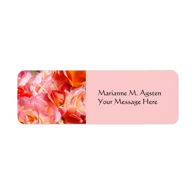 Nom et Tilte Message Étiquette Rose Fleurs (Devant)