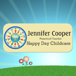 Nom Étiquette Enfants Garderie Logo Texte personna