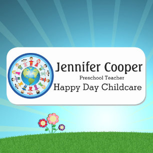 Nom Étiquette Enfants Garderie Logo Texte personna