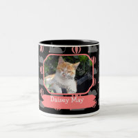 Nom femelle de chat de souris et tasses de café de
