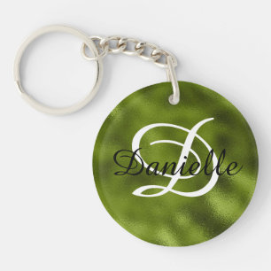 Nom féminin et monogramme de faux pin vert en feui