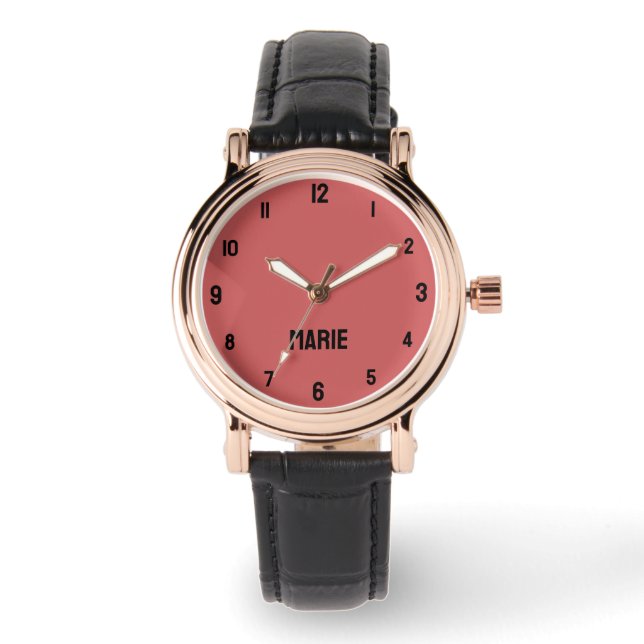 Nom Fille Garçon Femmes Hommes | Montre moderne Ru (Recto)