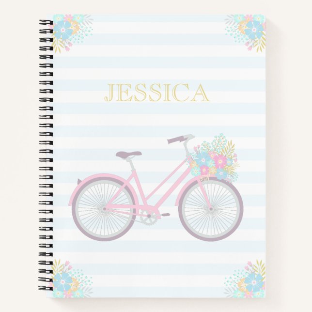 Nom Fleur Vélo Cute Pastel Hipster Carnet (Devant)