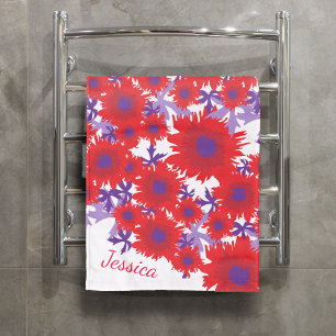 Nom floral rouge pourpre et blanc