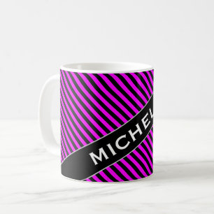 Nom + Fuchsia simple et tasse noire de motif de