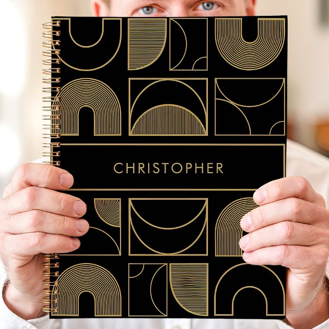 Nom géométrique moderne Black and Gold (Créateur téléchargé)