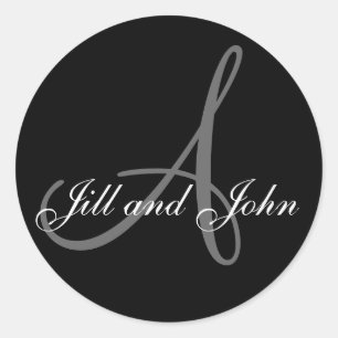 Nom Initial A plus Prénoms Sticker noir