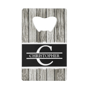 Nom initial customisé rustique noir blanc gris