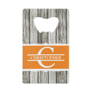Nom initial customisé rustique orange blanc gris
