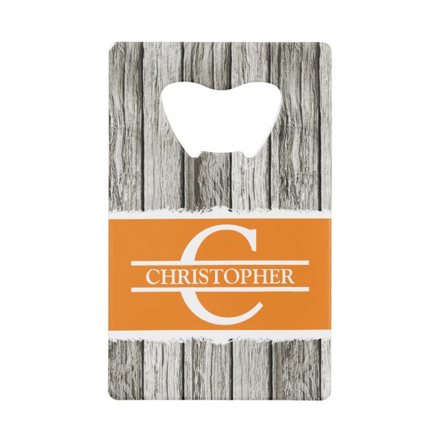 Nom initial customisé rustique orange blanc gris (Devant)