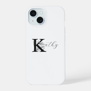 NOM INITIAL K FLORAL AVEC MONOGRAMME BLANC MODERNE
