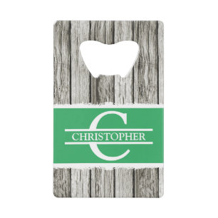 Nom initial personnalisé vert gris blanc rustique