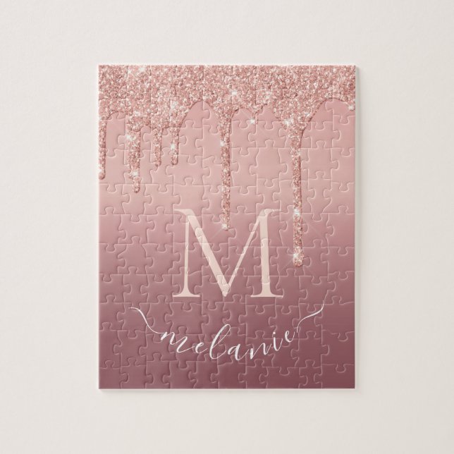 Nom Lettre Puzzle Rose Gold Blush Parties scintill (Vertical)