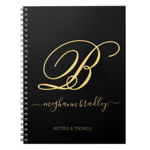 Nom manuscrit Black Gold moderne Carnet