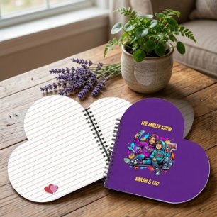 Nom Mère Fils Patineur Cœur Violet Cahier