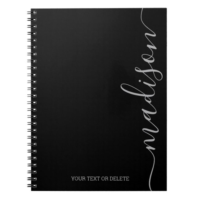 Nom moderne Black Grey Monogramme Carnet initial (Devant)