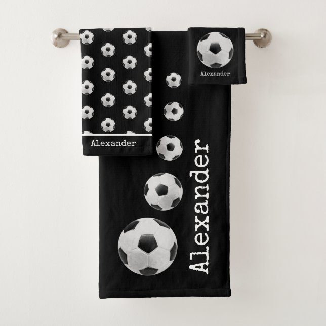 Nom monogramme Football football noir (En situation)