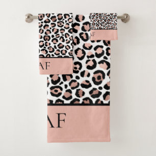 Nom Monogrammé Rose Gold Imprimé Léopard Noir Tend