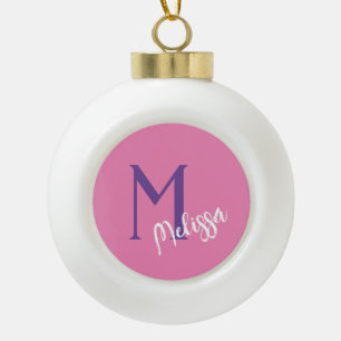 Nom monogramme rose ornement personnalisation mini