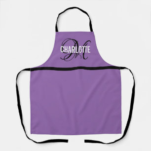 Nom monogramme violet chic tablier
