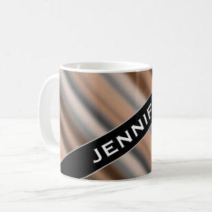 Nom + Mug de Motif de de bandes rustiques floues