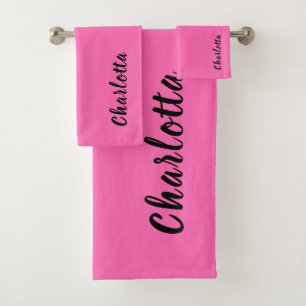 Nom noir moderne Couleur rose chaude néon