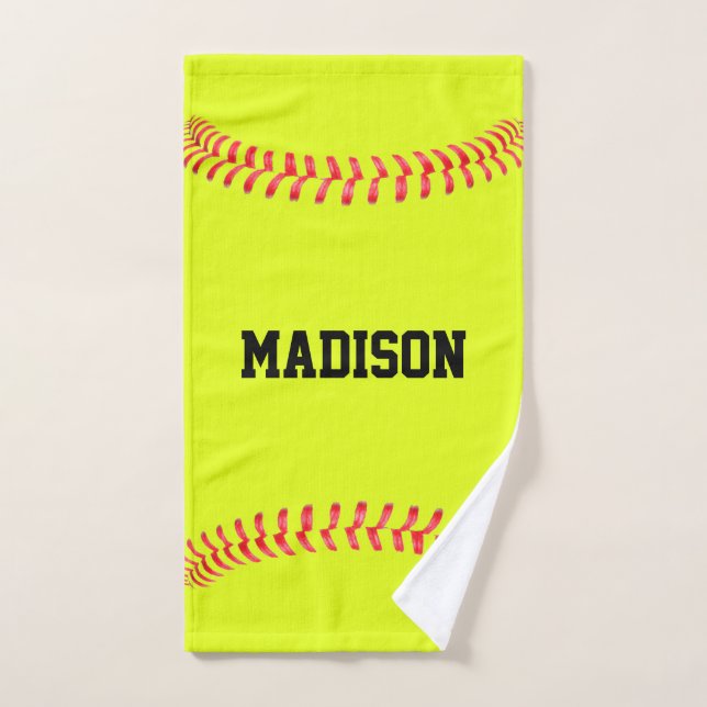 Nom, nom ou texte du joueur de softball personnali (Serviette à main)